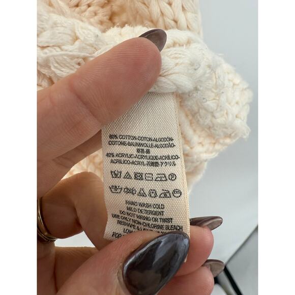 Free People Glow For It Chunky Knit Cardigan Cream L Oversized Cozy Boho - Picture 8 of 10